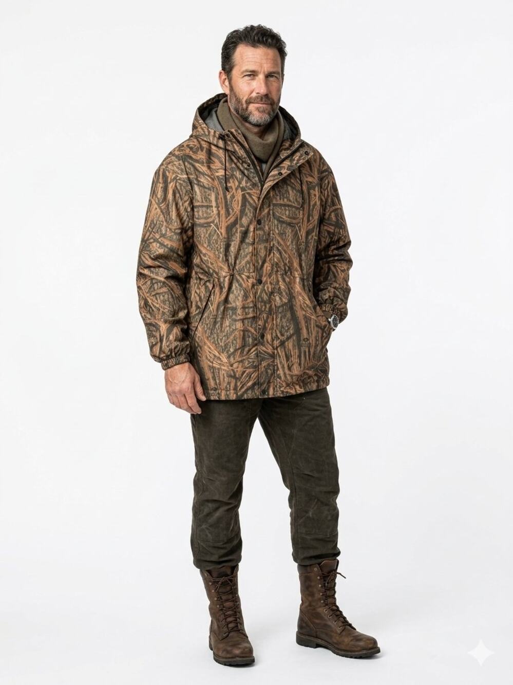 Wildfowler Outfitter Mossy Oak Camo Windbreaker Hooded Jacket XL
